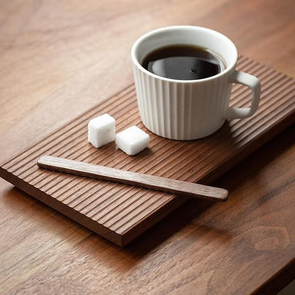 4Pcs Black Walnut Wood Coffee Stirrers 6″ Reusable Wooden Drink Stir Sticks for Coffee, Tea, Milk, Chocolate & Jam Spreader