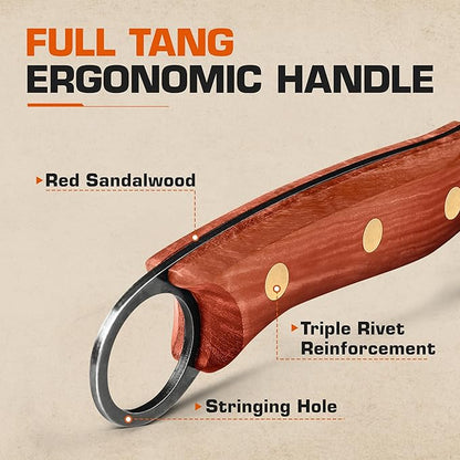 TUO Wild Forged Meat & Bone Cleaver Knife, 7 inch Heavy Duty Butcher Knife with Sheath, Bone Cutter for Meat Cutting, Kitchen Outdoor Cooking, Gift - Red Sandalwood Handle