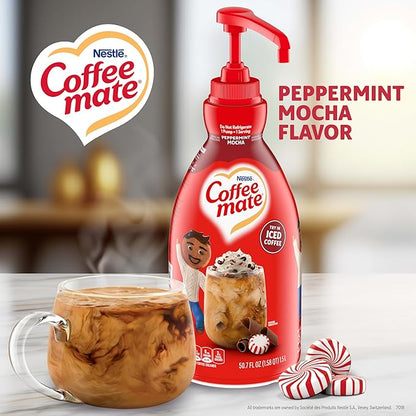 Nestle Coffee mate Coffee Creamer, Peppermint Mocha, Concentrated Liquid Pump Bottle, Non Dairy, No Refrigeration, 50.7 oz (Pack of 2)