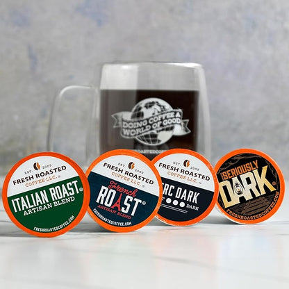 Fresh Roasted Coffee, Dark Roast Blend Variety Pack, K-Cup Compatible, 96 Count