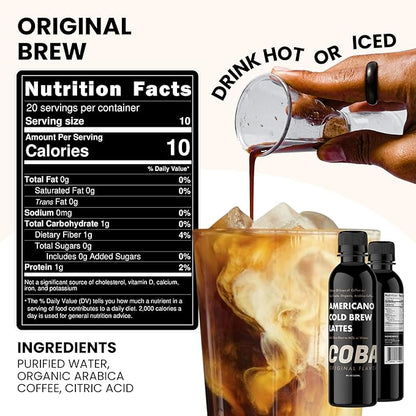 COBA Premium Coffee Concentrate: Bold & Extra Strong Kick - 20x Cups | Instant Cold Brew/ Hot Coffee in Seconds | Specialty, Fair Trade, Organic, Medium Roast, Dairy Free | 2 TEASPOONS/Cup | Rich Flavor (8 Fl Oz (Pack of 1), Original)