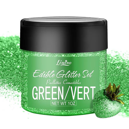 Edible Glitter - 30g Edible Luster Dust Metallic Food Grade Coloring Glitter for Drinks, Cake Decorating, Baking - Edible Dust Powder Shimmer Sprinkle Powder for Icing, Cocktail, Wine, Candy (Green)