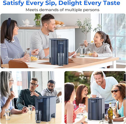 Waterdrop Large 27-Cup Mega Electric Water Filter Dispenser, 200-Gallon Rechargeable Instant Pitcher, NSF/ANSI 42&53&401&372, Reduce PFAS, Lead, Chlorine, with 1 Filter, Blue, Does not Lower TDS