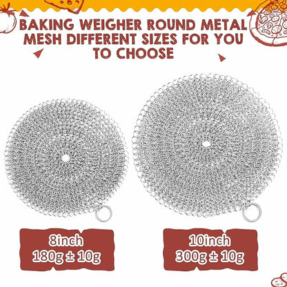 Patelai 2 Pcs Stainless Steel Pie Weights for Baking Universal Fit Pie Weight for 7-10 Inch Pies Round Metal Pies Weights Chain Dishwasher Safe Durable Blind Baking Dough Cooking Pastry (10 Inch)
