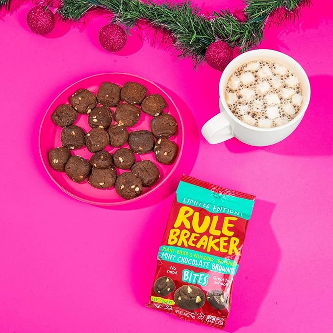 Rule Breaker Vegan & Gluten-Free Cookies | Mint Chocolate Brownie Bites |Plant-Based, Dairy, Nut, Soy, Allergen Free, Kosher | Soft-Baked School Snacks for Kids and Adults (Pack of 6)