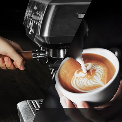 54mm Bottomless Portafilter with Puck Screen | Fits for 54mm Breville Machines | Stainless Steel portafilter and Mahogany Handle|Espresso Machine Accessories(Mahogany)
