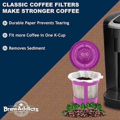 600 Paper Coffee Single-Use Filters for Keurig Brewers and Compatible with K-Cup Pods 1.0 & 2.0 Models, White Classic Design