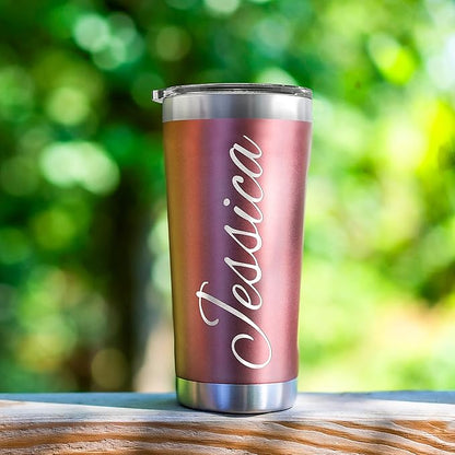 Be Burgundy Personalized Tumbler with Engraved Name - 12 Designs, 30 Oz Coffee Tumbler with Slider Lid, Sky Blue, Double Wall Insulated - Gift for Men, Women, Personalized Gift for Him, Her