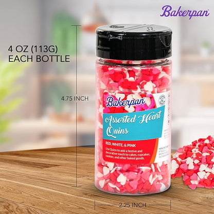 Bakerpan Quins Sprinkles For Cake Decorating - Holly Leaf and Berry Sprinkle Quins 4 Ounces - Holiday Confetti Edible Quins For Cupcakes, Ice Cream, Holiday Sprinkles Cake Decorations (Made in USA)