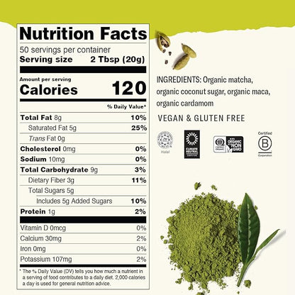 Numi Organic Matcha Maca Latte Powder – Green Tea Matcha Latte Mix with Adaptogens & Antioxidants – Vegan & Gluten Free, 2.5 oz (Makes 17 Cups)