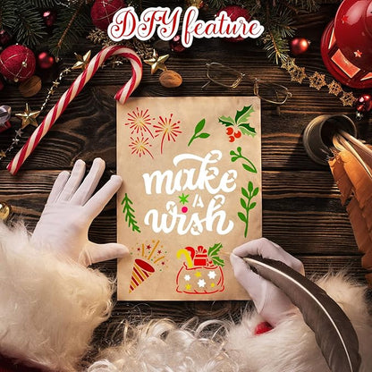 100 Pcs Stencils for Painting on Wood Reusable Stencil Crafts Drawing Templates Holiday Wall Paper for DIY Scrapbook Home 2 x 2 Inch(Santa Style)