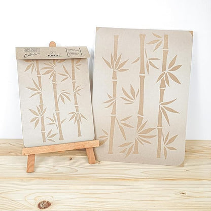 NAKLEO Painting Stencil for Crafts A3 11.8” x 16.5”, Bamboo Shoots Tropical Oriental Pattern, Reusable Plastic DIY & Scrapbooking Drawing Template, Decoupage Art Home Decor, Wall Wood Fabric Furniture
