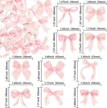 Gyufise 50Pcs Edible Pink Bowknot Cupcake Toppers Wafer Paper Bowknot Cake Dessert Picks Drink Topper Baby Shower Princess Cupcake Toppers for Birthday Party Decoration Supplies