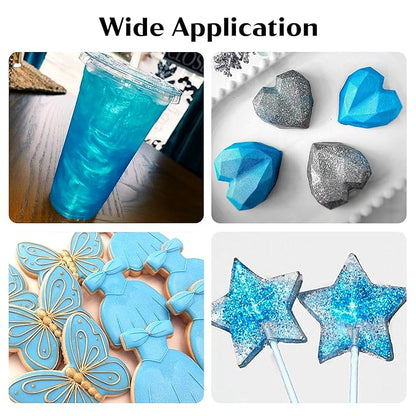 Blue Edible Glitter for Cocktails - 6g Blue Luster Dust Edible Drink Glitter Food Grade Metallic Shimmer Powder Sprinkles for Beverage Cake Chocolate Candy