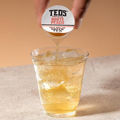 Ted's Tea by Java House - Single Serve Liquid Concentrate Pods - Peel and Pour - White Peach Green Tea - Case of 48
