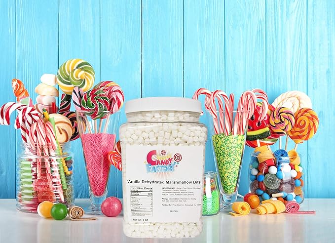 Sarah's Candy Factory Vanilla Mini Dehydrated Marshmallow Bits in Jar, 8 Oz