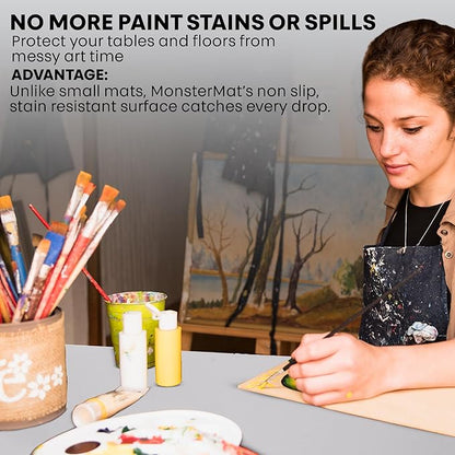 Extra Large Silicone Craft Mat 48x24 Inch – Heat Resistant Table Protector, Non-Slip Surface for Painting, DIY, Clay, Bakin, Easy Clean, Rolls Up – Use as Floor or Cutting Mat by MonsterMat