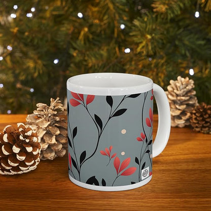 11 OZ Novelty Coffee Mugs - Christmas Gift (Leaf Flower Design)