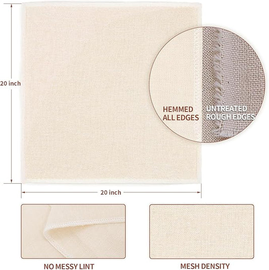 6Pcs Reusable Cheesecloth for Straining 20x20 Inch,100 Grade Cheese Cloths Hemmed 4 Edges, 100% Unbleached Cotton Cheese Cloth,Ultra-Dense Cloth Strainer for Yogurt/Nut Milk/Baking Making 56x42 Weave