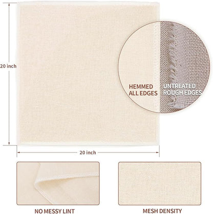 20Pcs Reusable Cheesecloth for Straining 20x20 Inch,100 Grade Cheese Cloths Hemmed Edges, 100% Unbleached Cotton Cheese Cloth,Ultra-Dense Cloth Strainer for Yogurt/Nut Milk/Baking Making 56x42 Weave