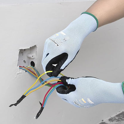 3-Paris Large Work Gloves for Men and Women, Nitrile Coated Safety Protective Gloves with Grip, Ideal for Gardening, Warehouse, Mechanic, Light Duty Construction Work