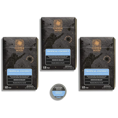 Copper Moon Single Serve Coffee Pods for Keurig K-Cup Brewers, Medium Roast, Tropical Coconut Blend, 12 Count(Pack of 3)