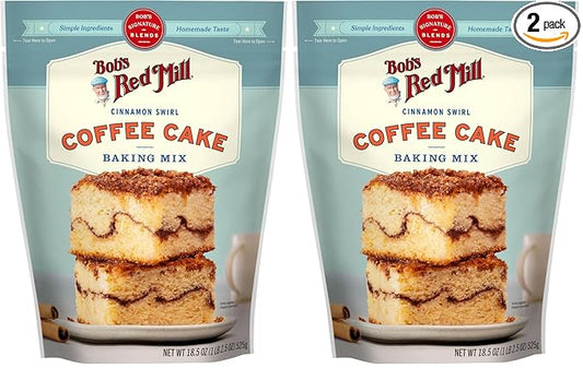 Bob's Red Mill Cinnamon Swirl Coffee Cake Baking Mix - 18.5 oz Bag (Pack of 2), Simple Clean Ingredients, Homemade Taste, Non-GMO