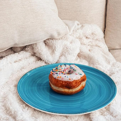 Mora Ceramic Helix Swirl Dinner Plates Set of 6, 10in Modern Spiral Porcelain Dish Dinnerware for Kitchen, Serving & Restaurants - Dishwasher, Microwave, Freezer, Oven Safe Dishware - Ocean Colors