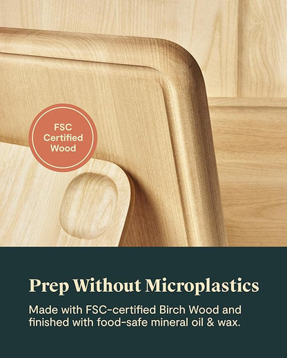 Caraway Cutting Board - Small (10 x 7”) - Double Sided Wood Cutting Board - Made From FSC-Certified Birch Wood - Food-Safe Mineral Oil & Wax Finish
