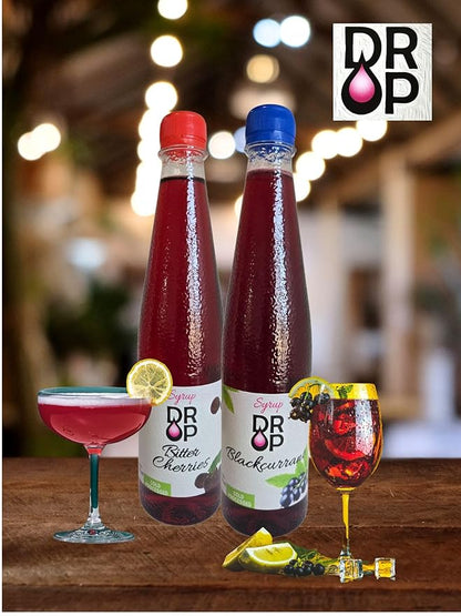 DROP Natural Fruit Syrup Flavors Variety Pack for Drinks & Desserts 500ml / 16.9floz Bottles (Pack of 3)