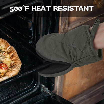 Kitchen Set Pack Of 5, Oven Mitts Pot Holders Pad And Towel Set, Heat Resistant Silicone Kitchen Mini Oven Mittens for 500 Degrees, Mini Oven Gloves and Hot Pads for Baking Grilling Barbecue Microwave