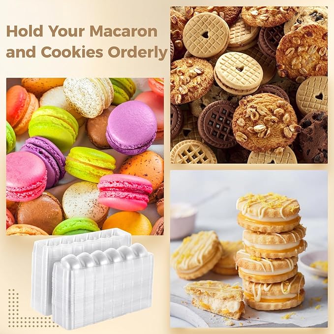 50 PCS Macaron Boxes, 6-Slot Dessert Cases for Macarons Small Cakes, Clear Plastic Macaron Storage Containers, Macaroon Packaging Display Trays for Cookie Wedding Party Gifts （8.9 x 2.0 x2.6in）