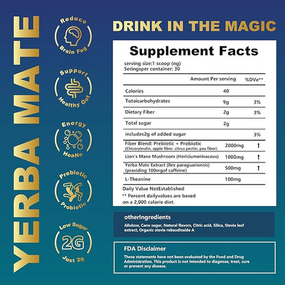 Yerba Mate Peach Mango Tea - Super Calm Yerba Mate - Low Sugar Content, Clean Energy with No Crash - Stay Refreshed and Focused Throughout the Day - Ideal for Health Enthusiasts - 30 Servings