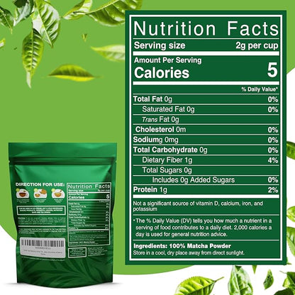 Organic Matcha Green Tea Powder (1lb) – Certified USDA Organic Powder for Matcha Latte, Tea, and Smoothies – Kosher, Non-Gmo, Antioxidant Rich Fruit Tea by Total Tea