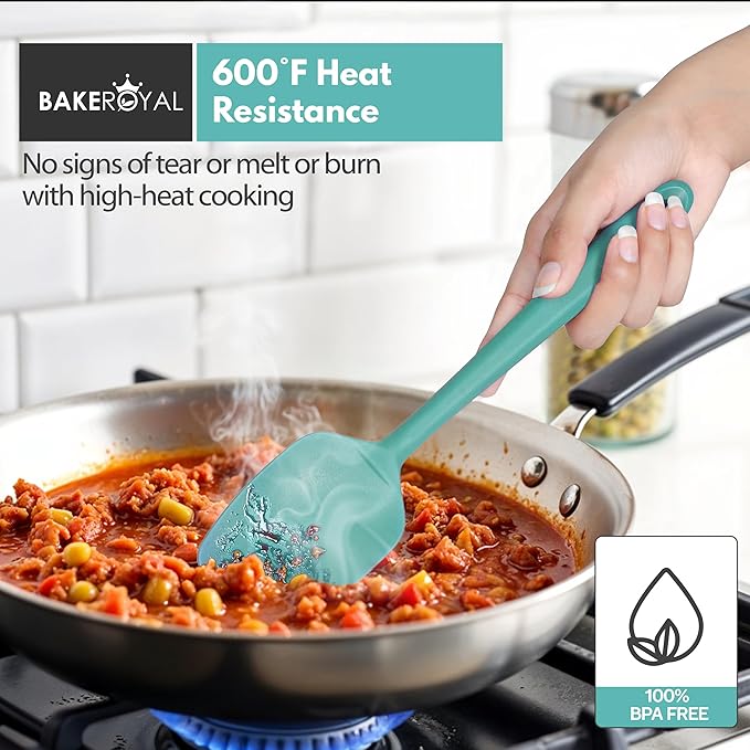 Silicone Spatula Set - 4-Piece Rubber Spatulas Silicone Heat Resistant 600°F for Everyday Task - Seamless Design Kitchen Spatulas for Nonstick Cookware - Aqua