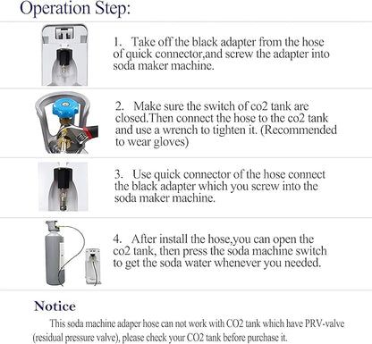 Soda Machine Co2 Adapter with High Pressure Stainless Steel External Hose, CGA320 Co2 Tank Direct Adapter to TR21-4 Soda Water Machine Compatible with Jet Aqua Fizz(36 inch)