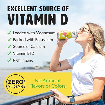 ShineWater Tropical Lemonade Vitamin D Electrolyte Drink | Zero Sugar Hydration Beverage with Magnesium, Zinc & Antioxidants | Low Calorie Plant-Based Vitamin Water | 12 Pack