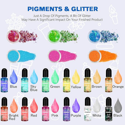 IGaiety Resin Coaster Molds Silicone Kit Cutting Serving Board Mold 82 Pcs Geode Tray Molds with Pigments for Starter Beginners Bundle Epoxy Resin Coasters Casting Kit Cup Mats Home Decoration Set