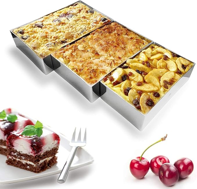 NewlineNY Stainless Steel Cake Mousse Ring Molding Forming (Rectangular Cake Pastry Rings)