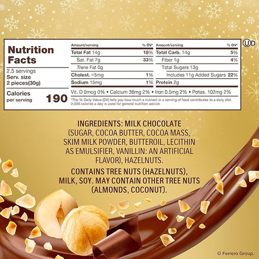 Ferrero Rocher, Milk Chocolate Hazelnut Hollow Santa, Holiday Chocolate Gift, 2.4 oz