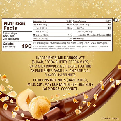 Ferrero Rocher, Milk Chocolate Hazelnut Hollow Santa, Holiday Chocolate Gift, 2.4 oz (Pack of 2)