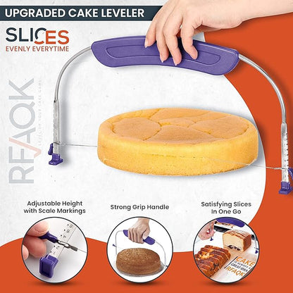 RFAQK 50PCs Cake Decorating Supplies Kit with 12" Aluminum Rotating Cake Turntable Stand, Professional Leveler, Straight & Offset Spatulas, 10 Numbered Icing Tips & Bags