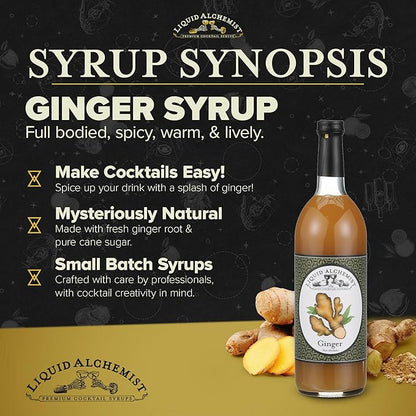 Liquid Alchemist Ginger Syrup for Cocktails - Real Ingredients Make our Liquid Ginger Puree for Cocktails the Perfect Moscow Mule Cocktail Syrup - Our Mixer is Non-GMO & Vegan (25 oz)