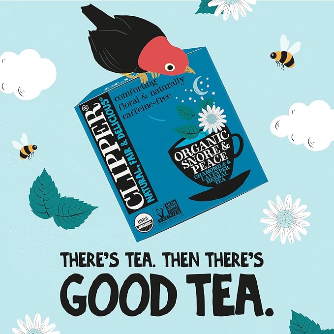 Clipper Tea Snore and Peace Chamomile & Lavender Herbal Tea – Caffeine Free, USDA Organic, Great Hot or Iced – Comfortingly Floral, Natural, Fair & Delicious – 200 Tea Bags