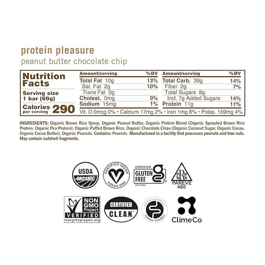 GoMacro MacroBar Organic Vegan Protein Bars - Peanut Butter Chocolate Chip (2.4 Ounce Bars, 12 Count)