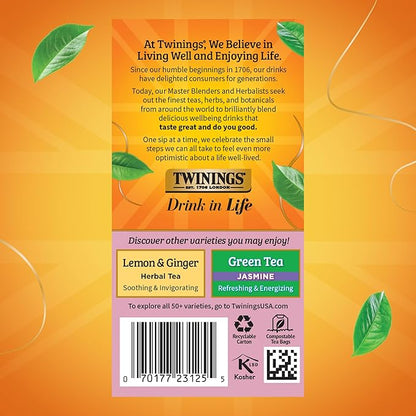 Twinings Pomegranate & Raspberry Herbal Tea Individually Wrapped Bags, 20 Count (Pack of 6), Naturally Caffeine-Free, Enjoy Hot or Iced, 120 Teabags