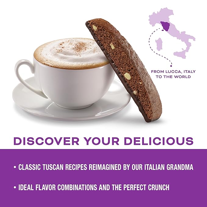 Nonni's Dark Chocolate Almond Biscotti Italian Cookies - 6 Boxes Dark Chocolate Cookies - Biscotti Individually Wrapped Cookies - Italian Biscotti Cookies w/Bittersweet Chocolate & Almonds - 6.88 oz