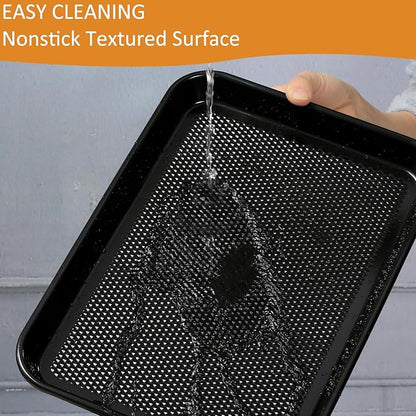 SS&CC Nonstick Baking Sheet Pan Set of 3, 0.8mm Carbon Steel Cookie Sheets for Oven - Half/Quarter/Jelly Roll Pans with Diamond Texture, PFOA-Free & Oven Safe (17.5x12, 15.5x10.2, 13.5x9.5 Inch)