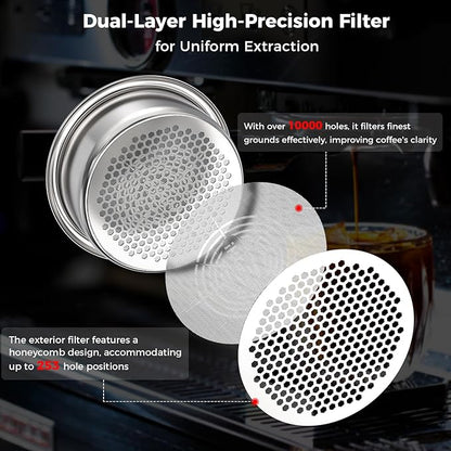 IKAPE 58MM Bottomless Naked Portafilter Black, Compatible with E61, Flair 58, ECM, Rocket, Sanremo, Synesso, Slayer, VBM Coffee Machines (Included 20g Capacity Filter Basket)