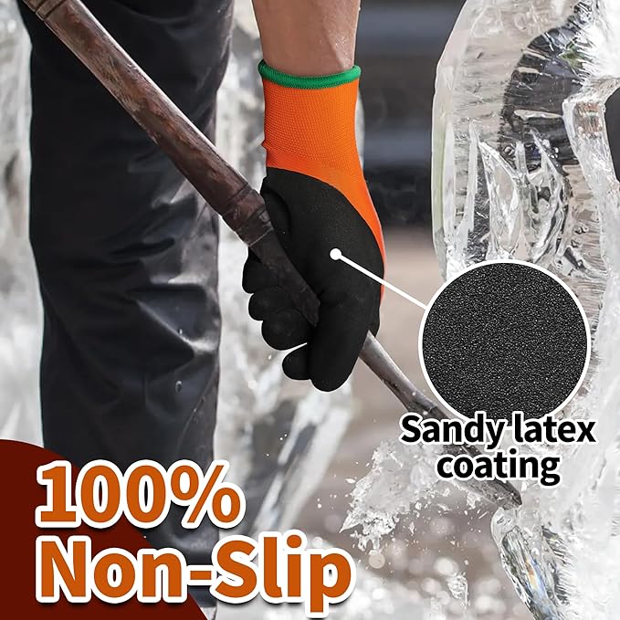 Schwer 2 Pairs FreezeGuard Winter Work Gloves, ANSI A2 Cut Resistant Freezer Gloves for Outdoor Cold Weather Keep Hands Warm, Waterproof Gloves for Shoveling Snow, Ice Fishing, M